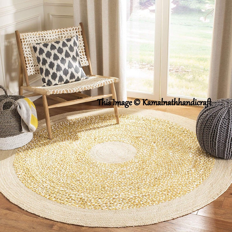 Jute Round Floor Rug Decorative Area Rug 6x6.ft Dari Rug Etsy