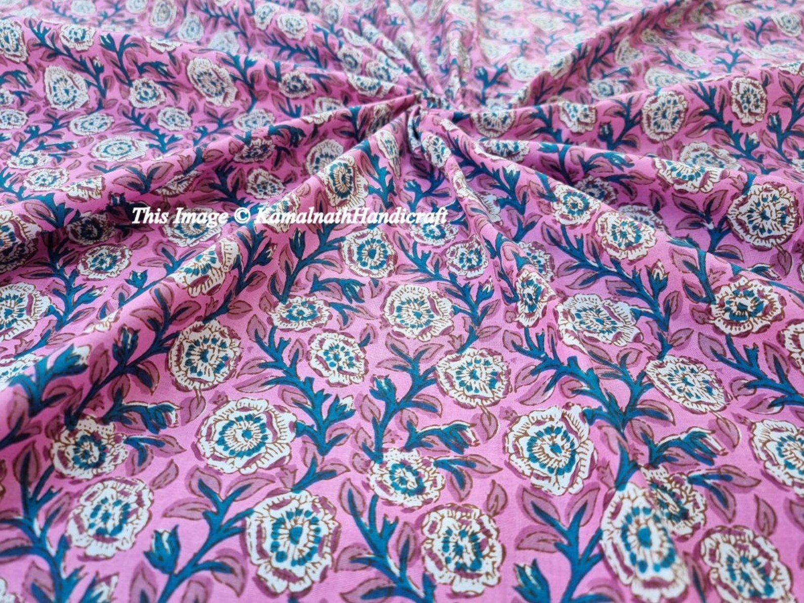 By the Yard Block Print Fabric India Cotton Fabric Ethnic Etsy