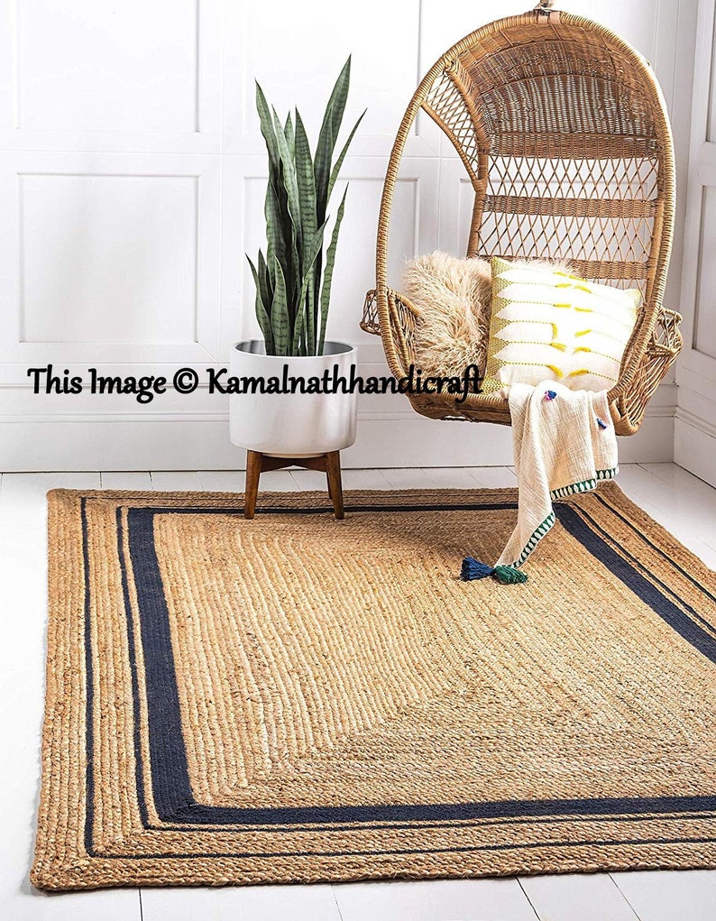 Indian Braided Floor Jute Rug Natural Jute Rug. Natural Rug. Etsy