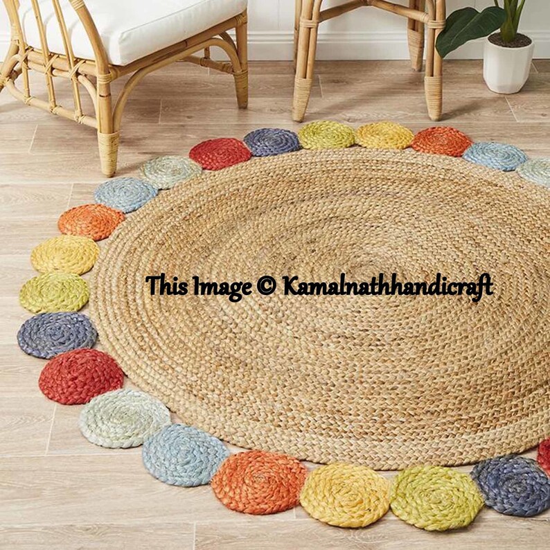 Braided Rag Rug Round Floor Rug Rug Handmade Jute Rug Natural Etsy