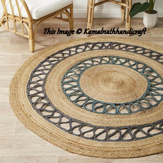 Round Floor Rug Handmade Jute, Jute Rug 6×6 Round
