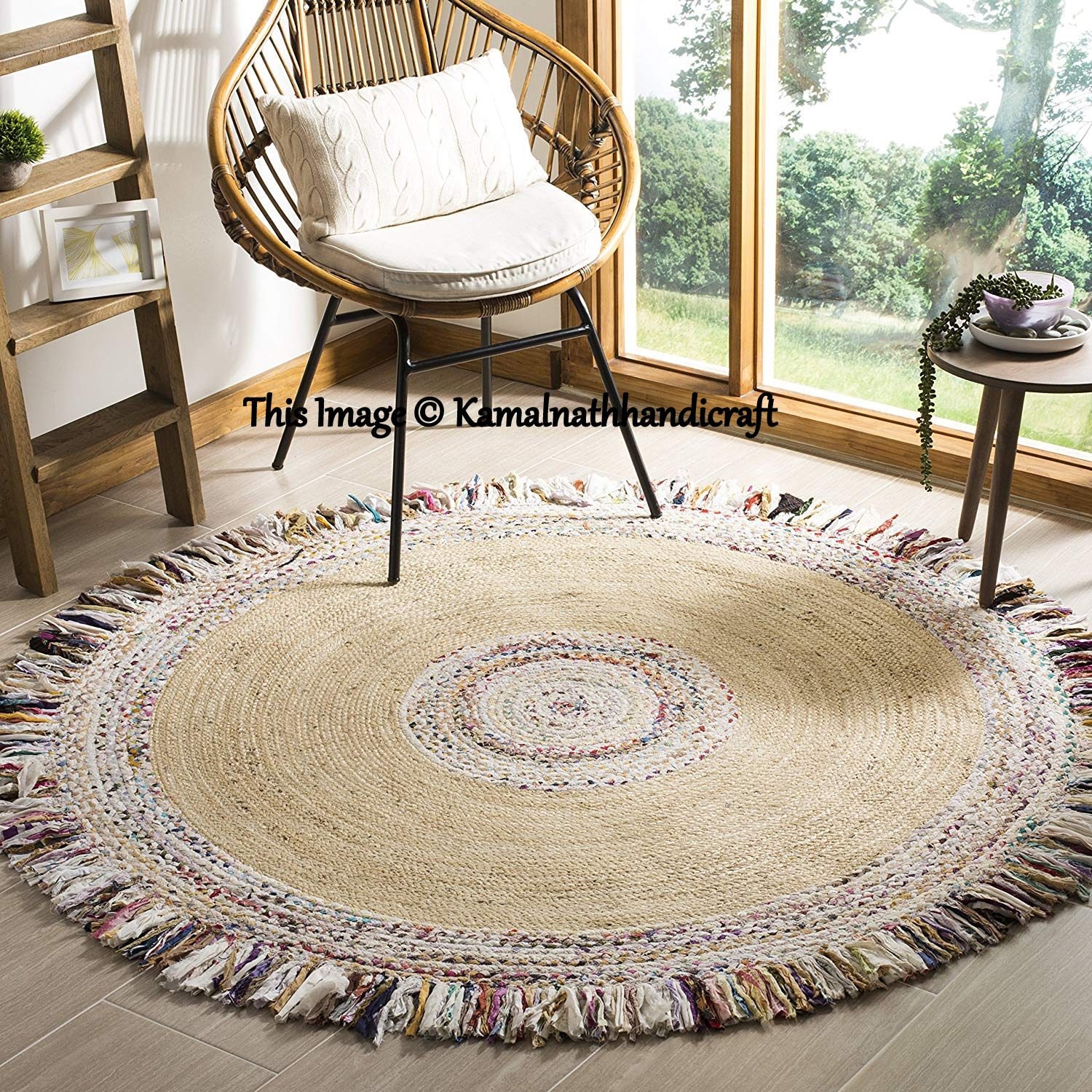 Jute rug 6x6' Farm house Area rug Natural boho rug Etsy