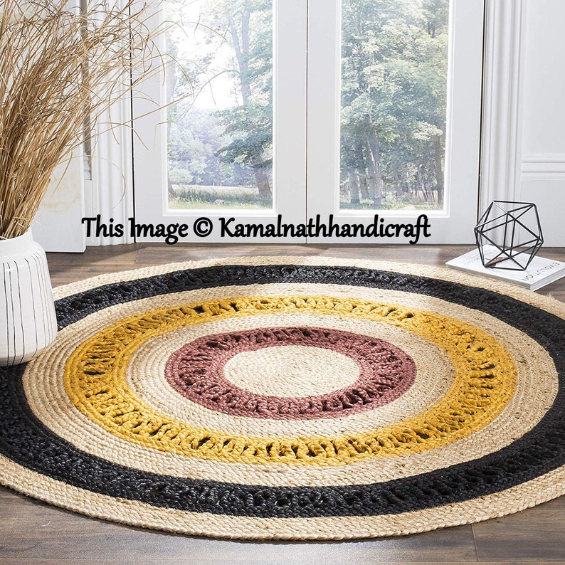 Home Decor Round Jute Braided Rugs Meditation Mat Indian Etsy
