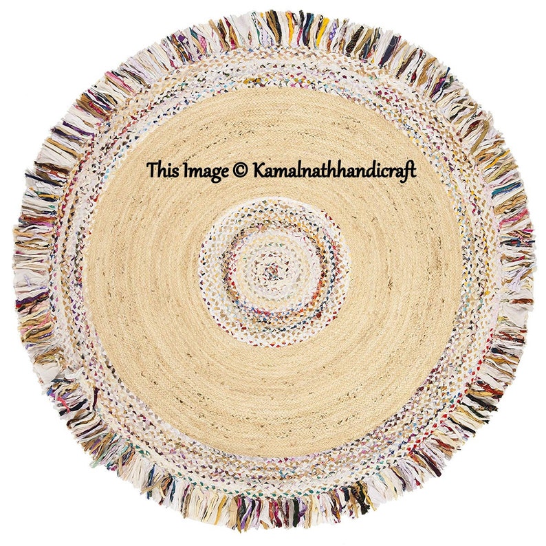 Jute rug 6x6' Farm house Area rug Natural boho rug Etsy