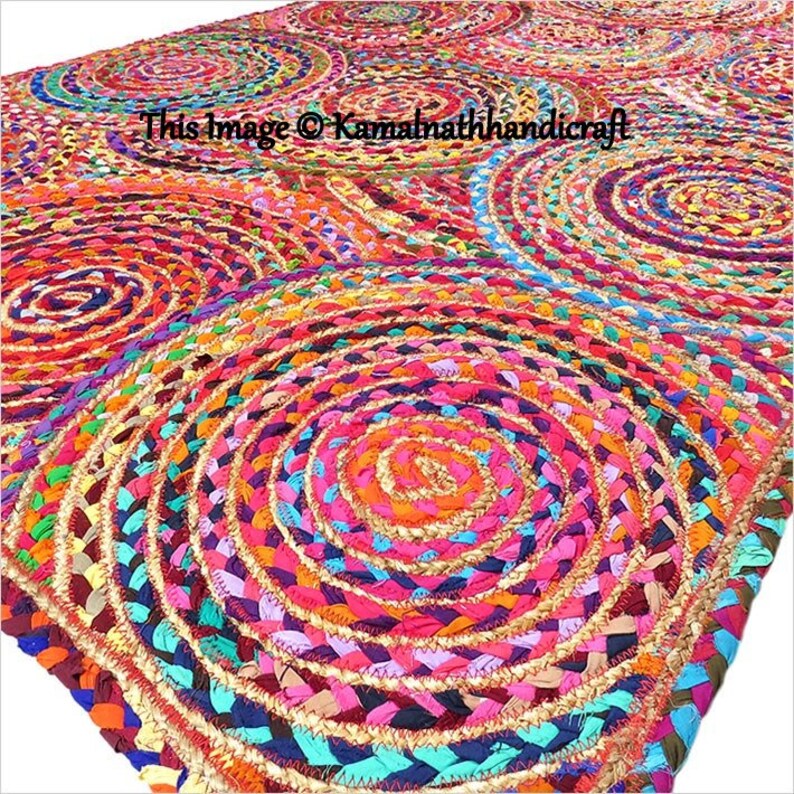 Braided RAG RUG Braided Round Rug Meditation Mat Mandala Etsy