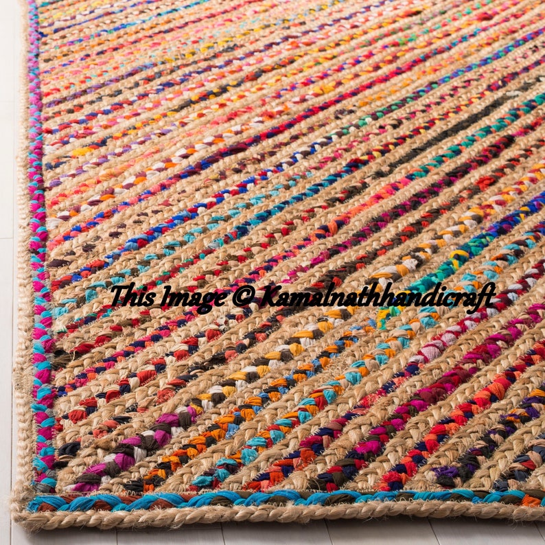 Colorful Cotton and Jute Mix Area Rug Multi Colors Home Decor Etsy