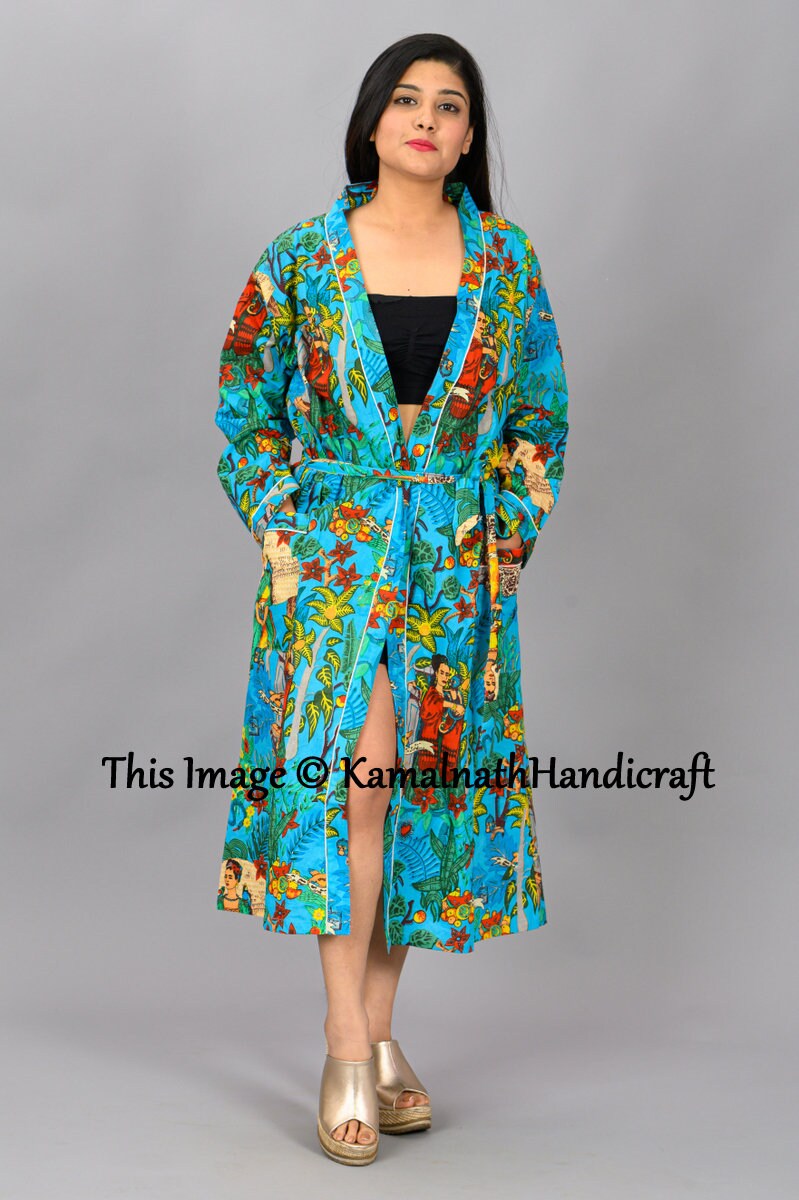 Frida Kahlo inspired cotton Kimono robe Bridesmaid robe Etsy