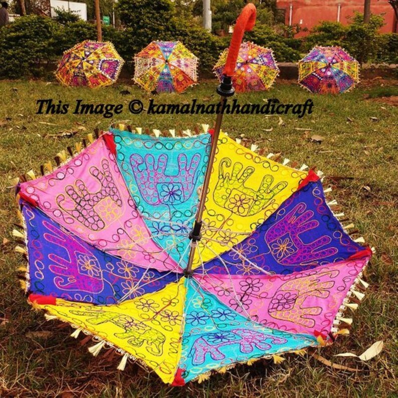 5 Piece Lot Decorative Umbrellas Indian Hand Embroidered Etsy