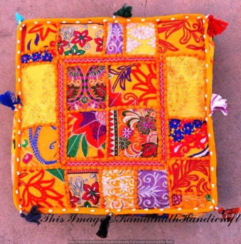 22 Patchwork Floor Pillow Cushion Square Pillow Ottoman Etsy