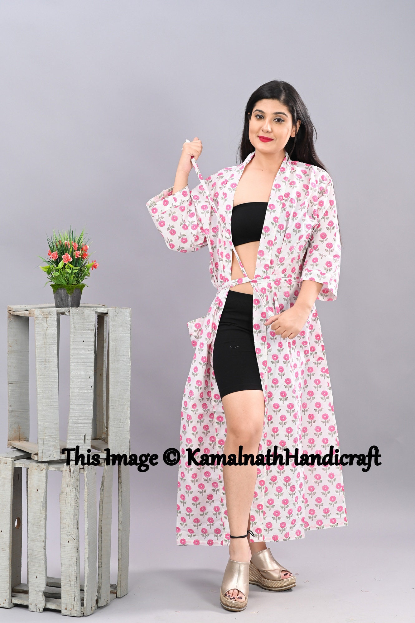 100 Cotton Kimono Indian Kimono Robes Printed Dressing Gown Etsy