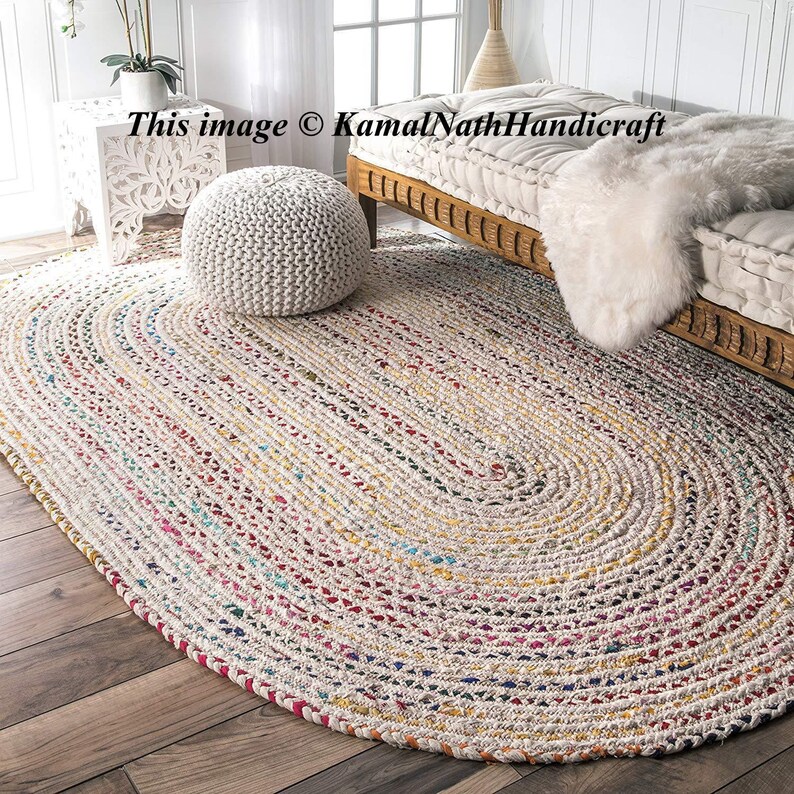 1 Hand Braided Bohemian Colorful Cotton Chindi Area Rug multi Etsy