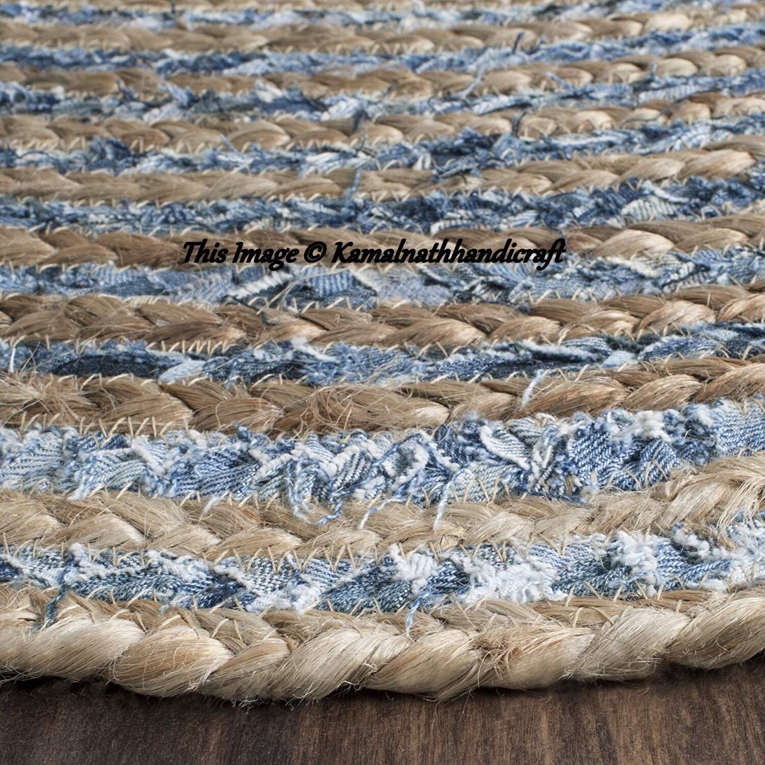 Denim Oval Rug Bohemian Denim Cotton Jute Area Rug Oval Shape Etsy