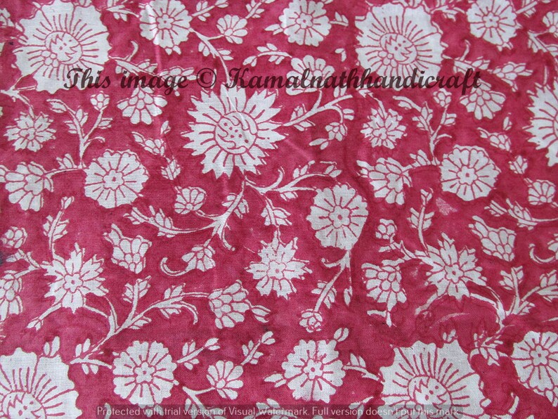 Floral Print Fabric Summer Dress Fabric Hand Block Printed Etsy