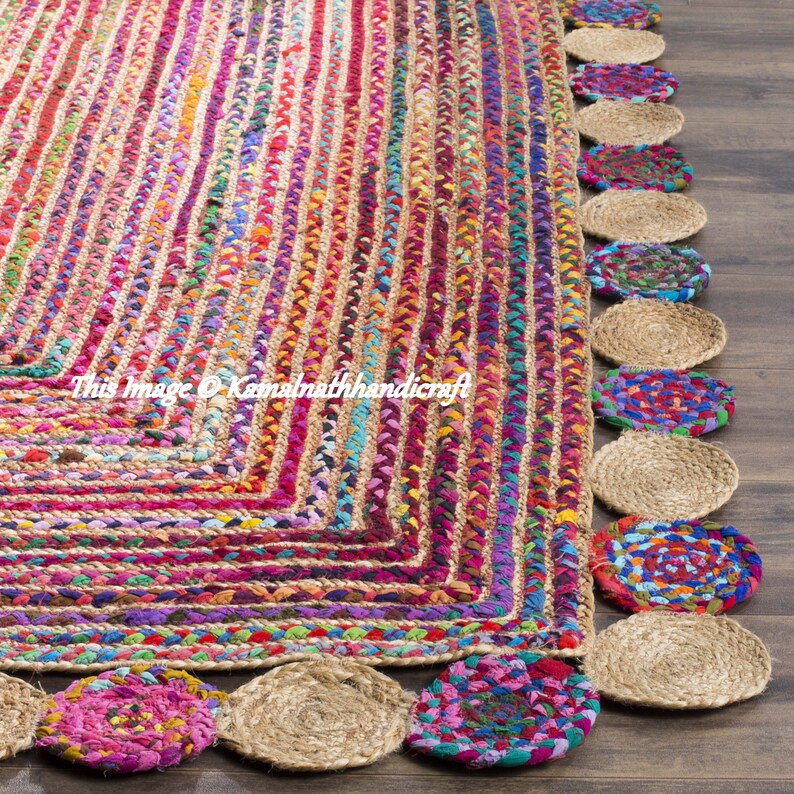 Hand Braided Bohemian Colorful Cotton Chindi Area Rug multi Etsy