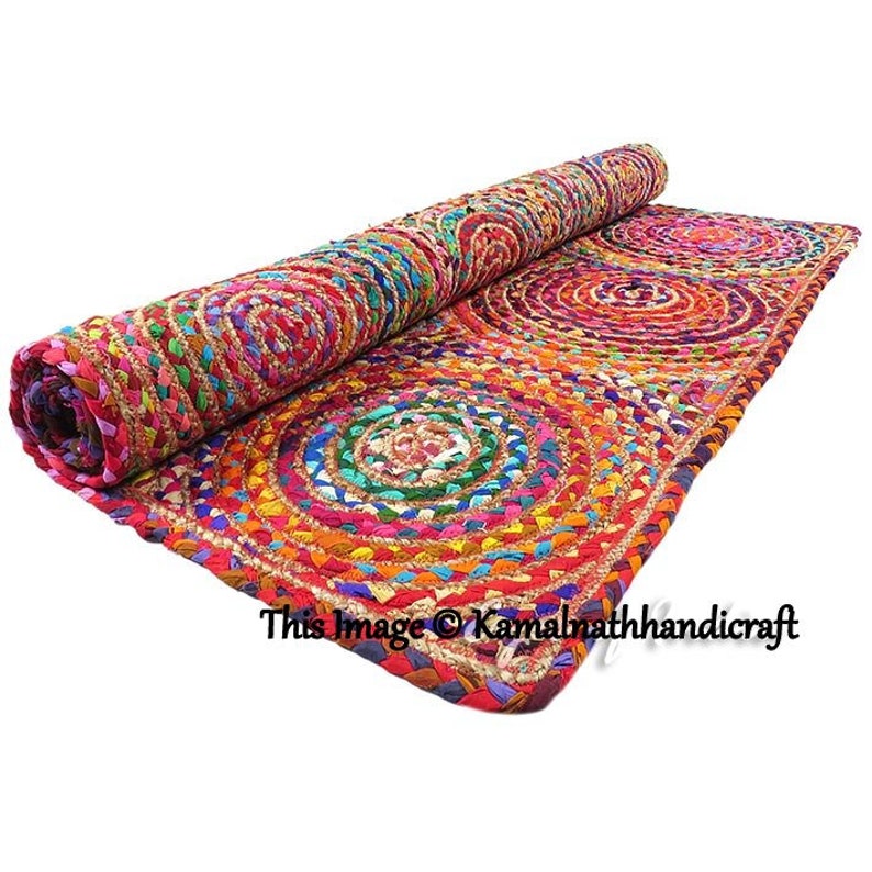 Braided RAG RUG Braided Round Rug Meditation Mat Mandala Etsy