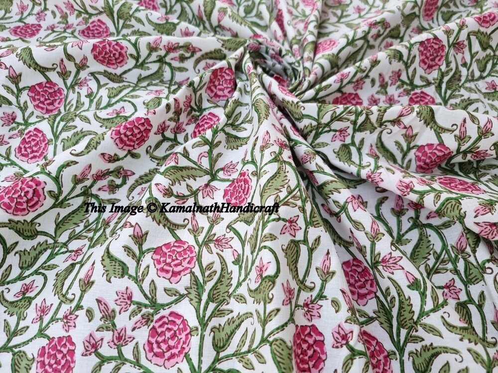 5 Yards Hand Block Print Fabric Indian Cotton Fabric Printed | Etsy