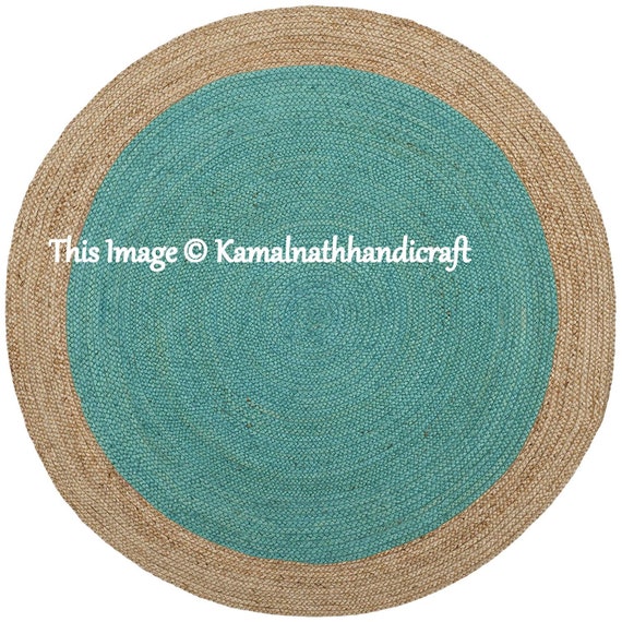 Natural Jute Round Rug 8x8 Feet Handwoven Jute Area Rug Indian Braided