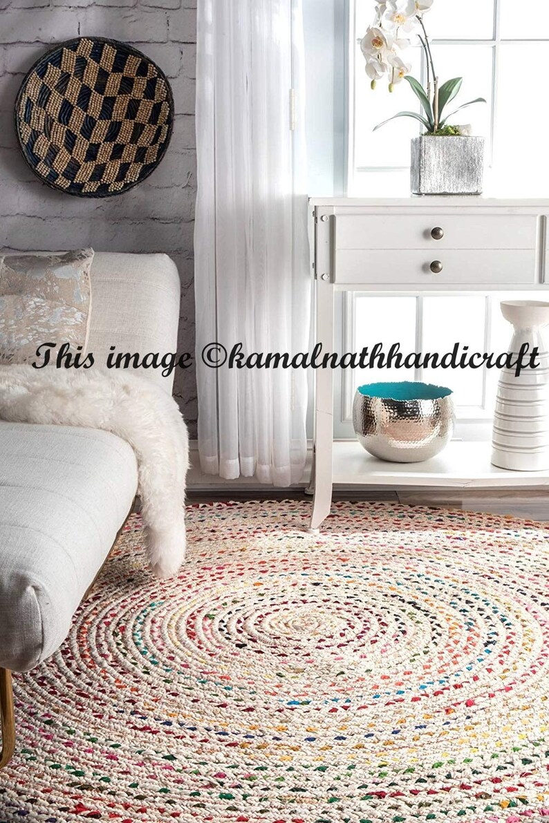 RUG braided round rug meditation mat mandala rug bohemian Etsy