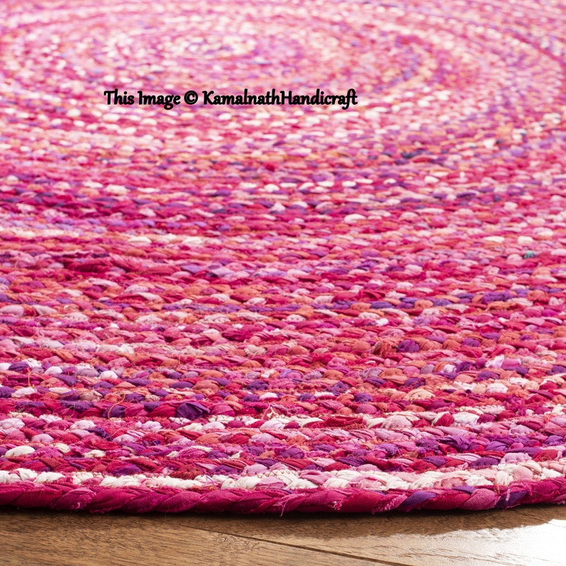 Indian Hand Braided Bohemian Cotton Chindi Area Rug Multi Etsy