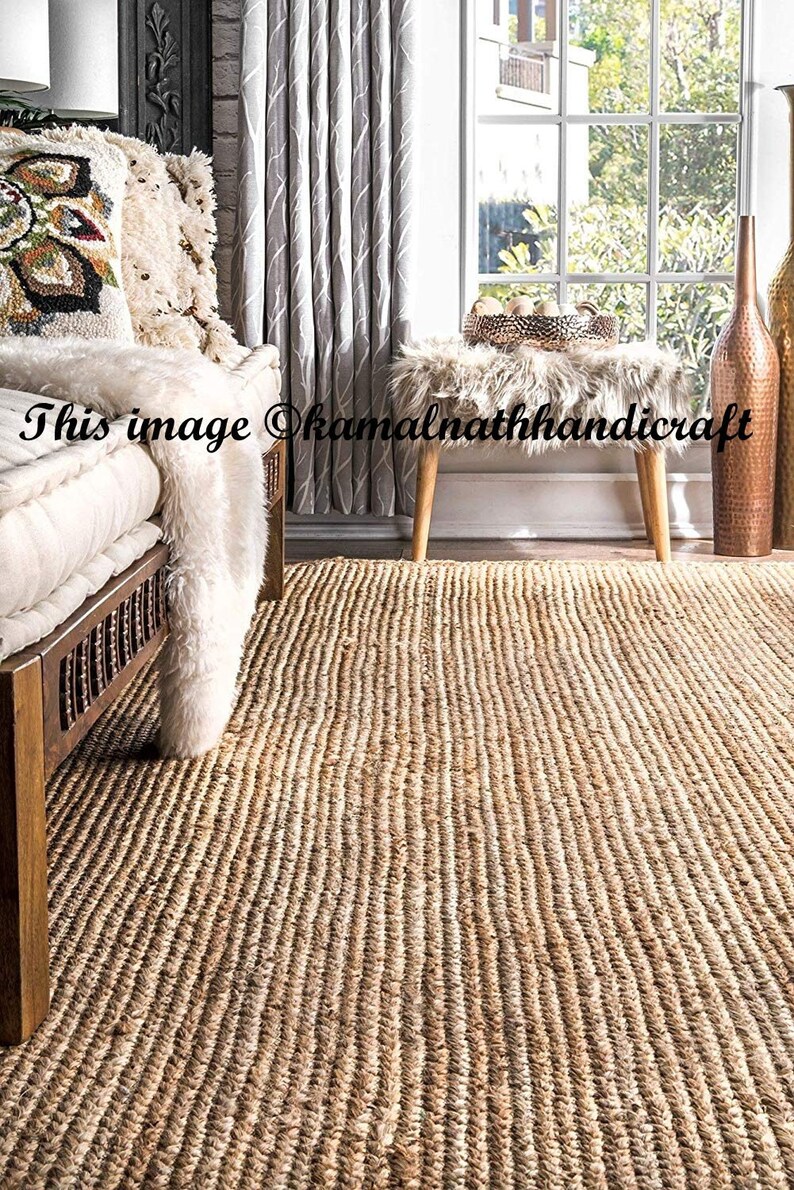 Indian Braided Floor Rug Handmade Jute Rug Natural Jute Etsy