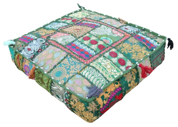 Large Floor Cushion Floor Pillow Sari Patchwork Etsy