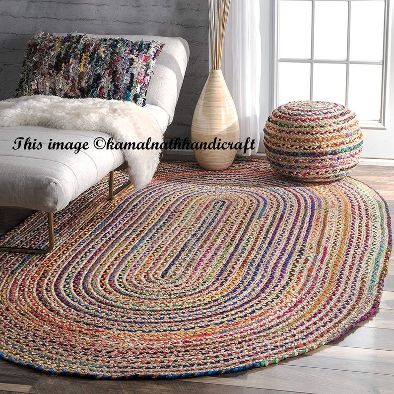 RUG braided Oval rug meditation mat mandala rug bohemian Etsy