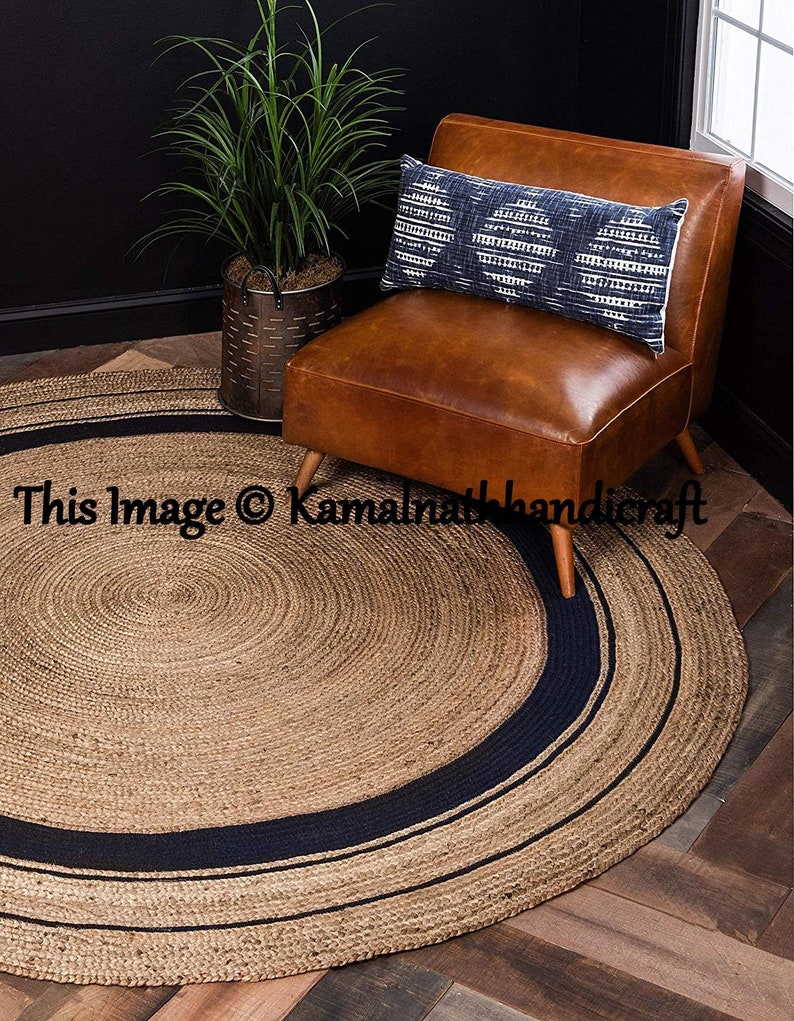Jute Rag Rug Round Floor Rug Handmade Jute Rug Natural Jute Etsy