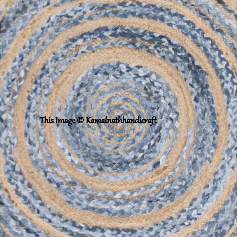 Denim Braided Rug 2 Feet Round Denim Area Rug Indian Braided Etsy