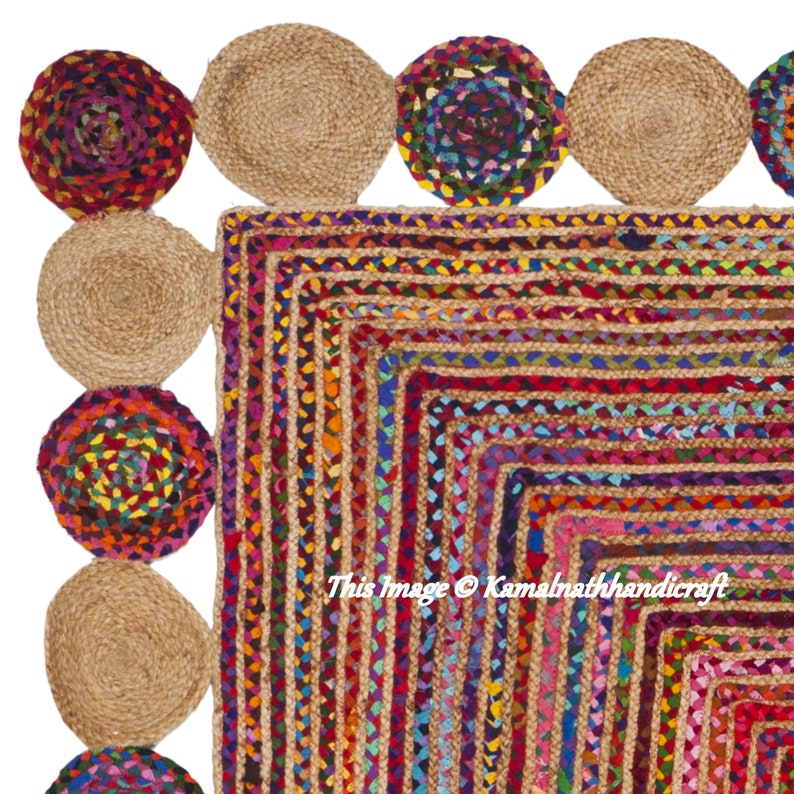 Hand Braided Bohemian Colorful Cotton Chindi Area Rug multi Etsy