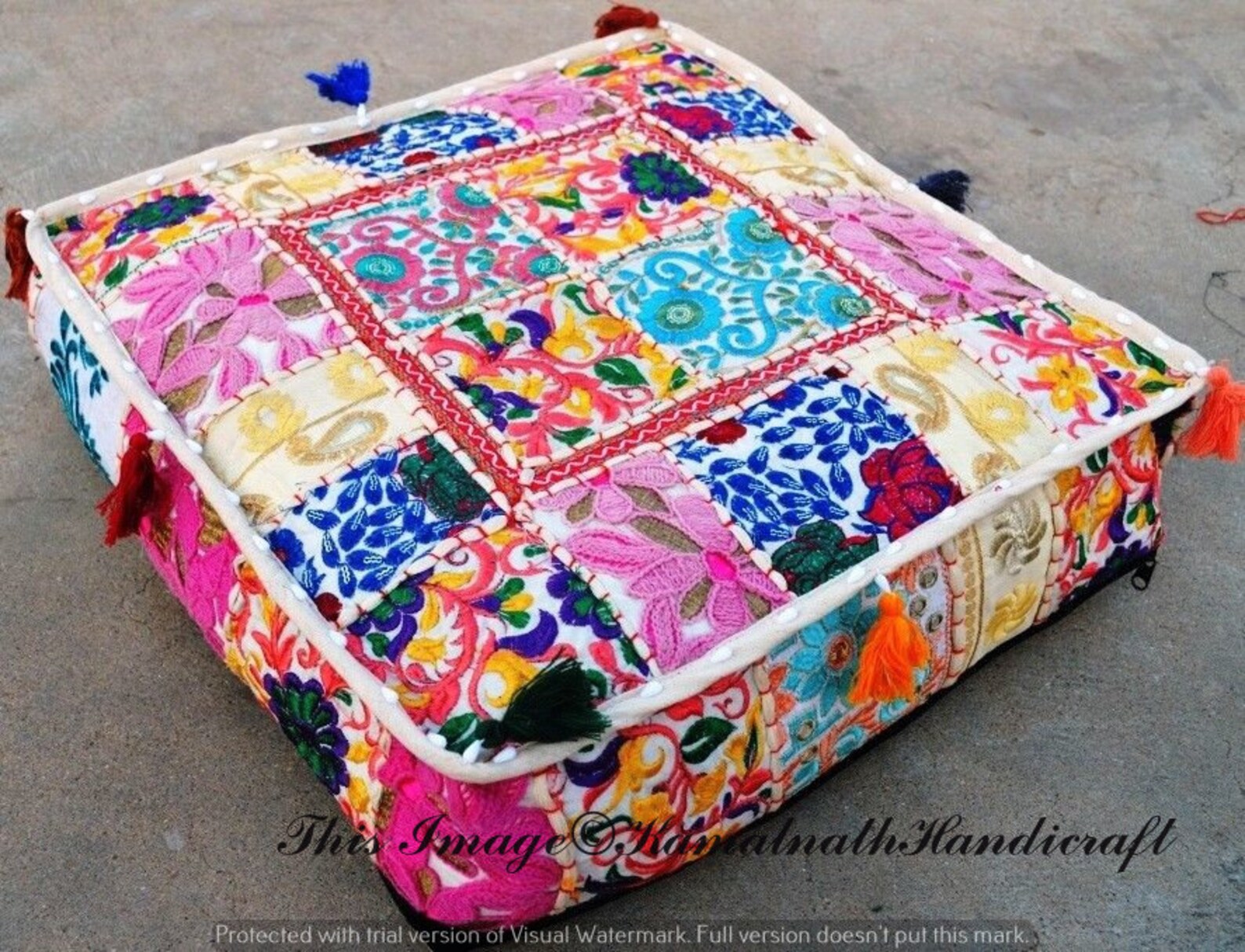 Bohemian Floor Cushions Decorative Cushion Cover Sari Etsy