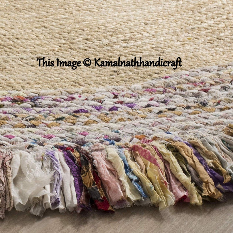 Jute rug 6x6' Farm house Area rug Natural boho rug Etsy