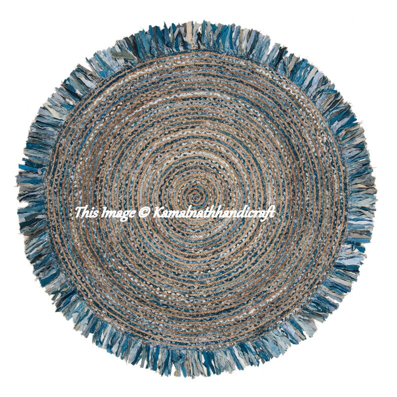 Antique Vintage Round Jute Rag Rug Bohemian Living Room Solid Etsy