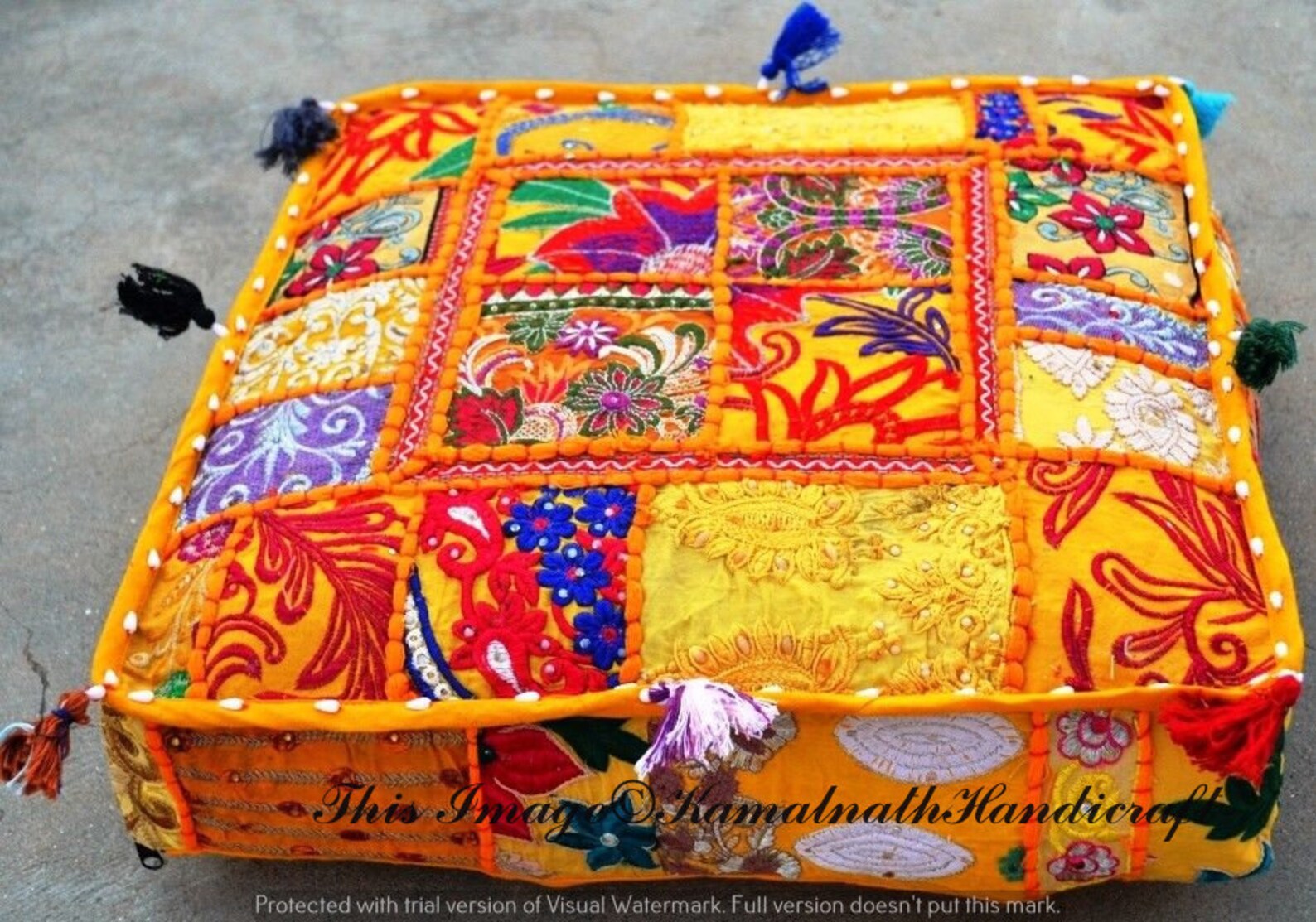 22 Patchwork Floor Pillow Cushion Square Pillow Ottoman Etsy