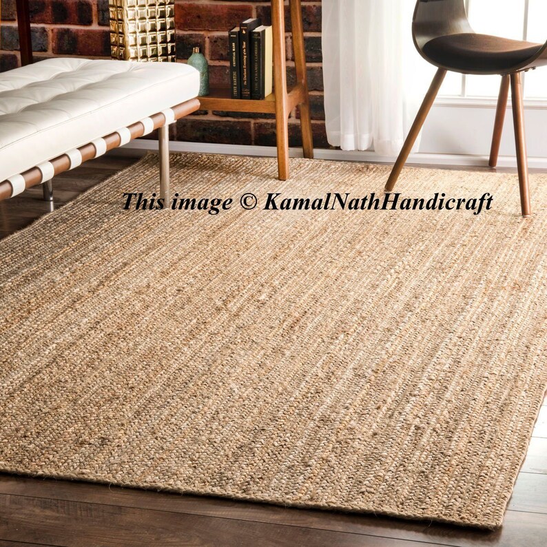 Hand Woven Natural Jute Area Rugs For Home Decor Availbale In Multiple Sizes Color Floor Rug 4x6