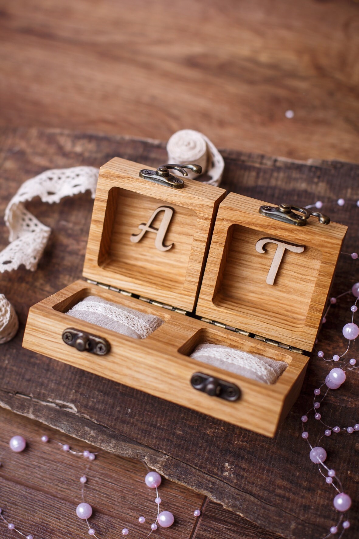 Double Ring Box/personalized Wedding Box/wedding Ring Box/2 Etsy