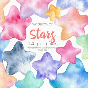 Aquarel Stars Clipart / PNG-bestanden / Instant Download