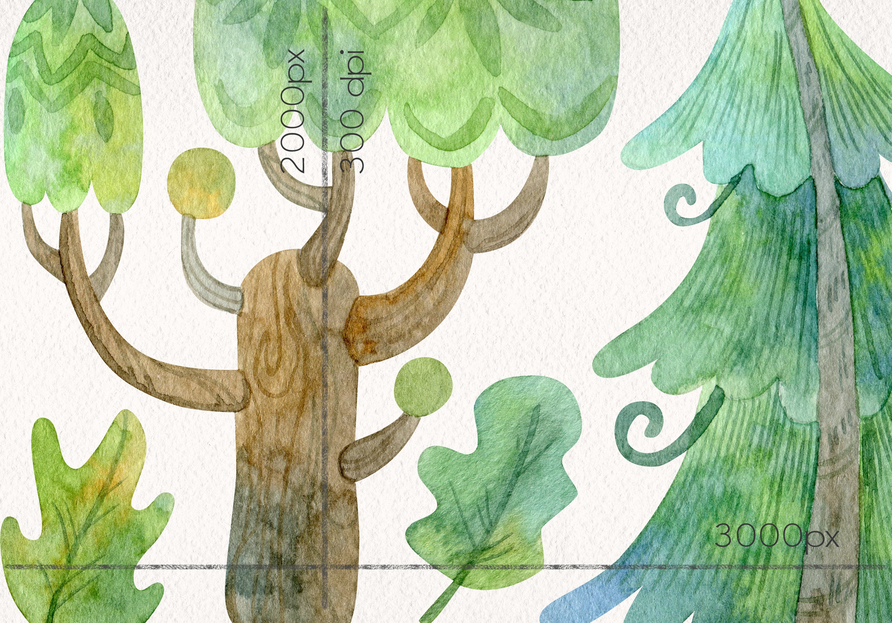 Watercolor Trees Clipart / Hand Painted Forest Elements / | Etsy