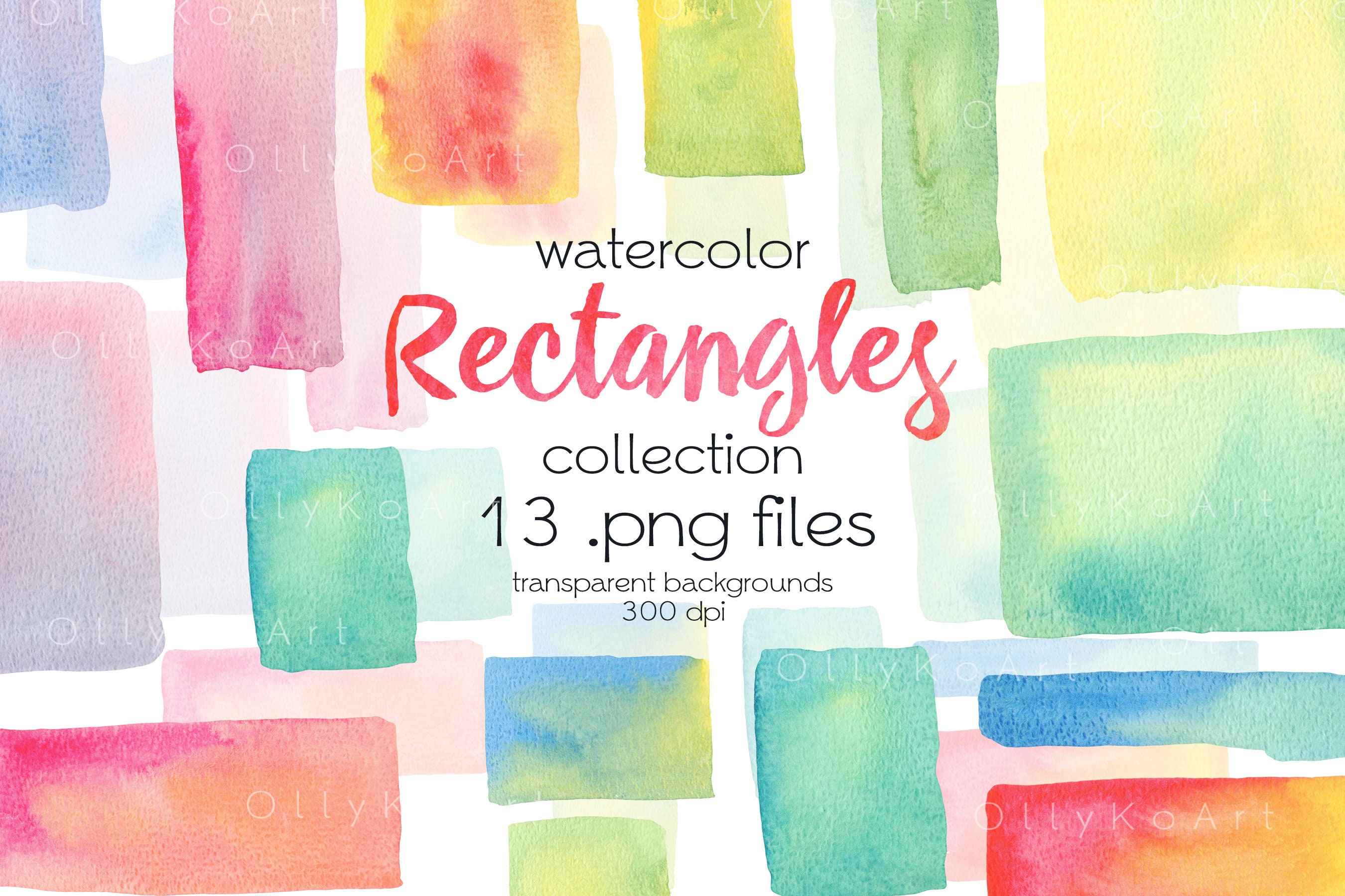 Rectángulos de acuarela Clipart / Fondo de acuarela abstracta - Etsy México