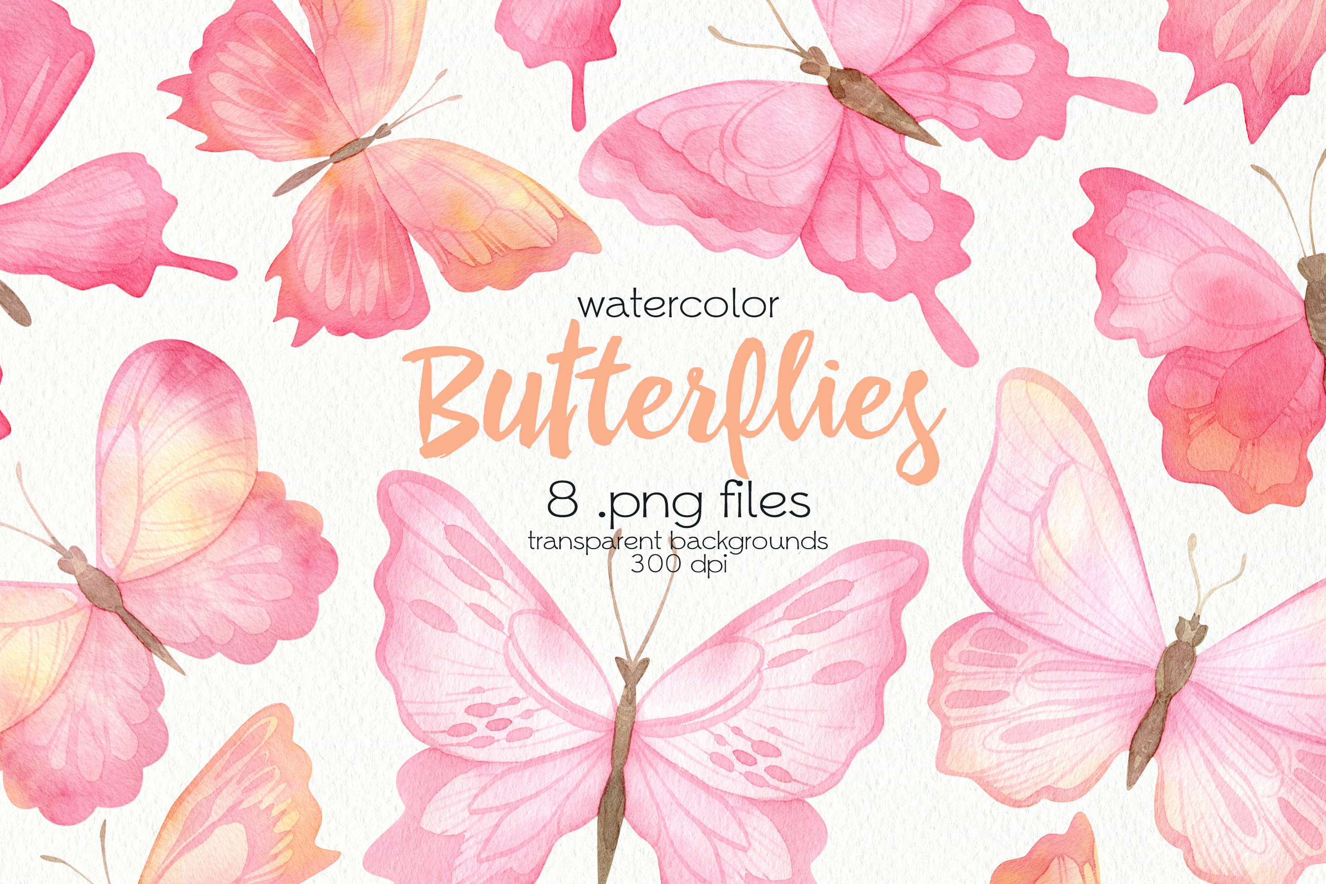 Watercolor Butterfly Clipart / Pink Butterflies / PNG Files / - Etsy Canada