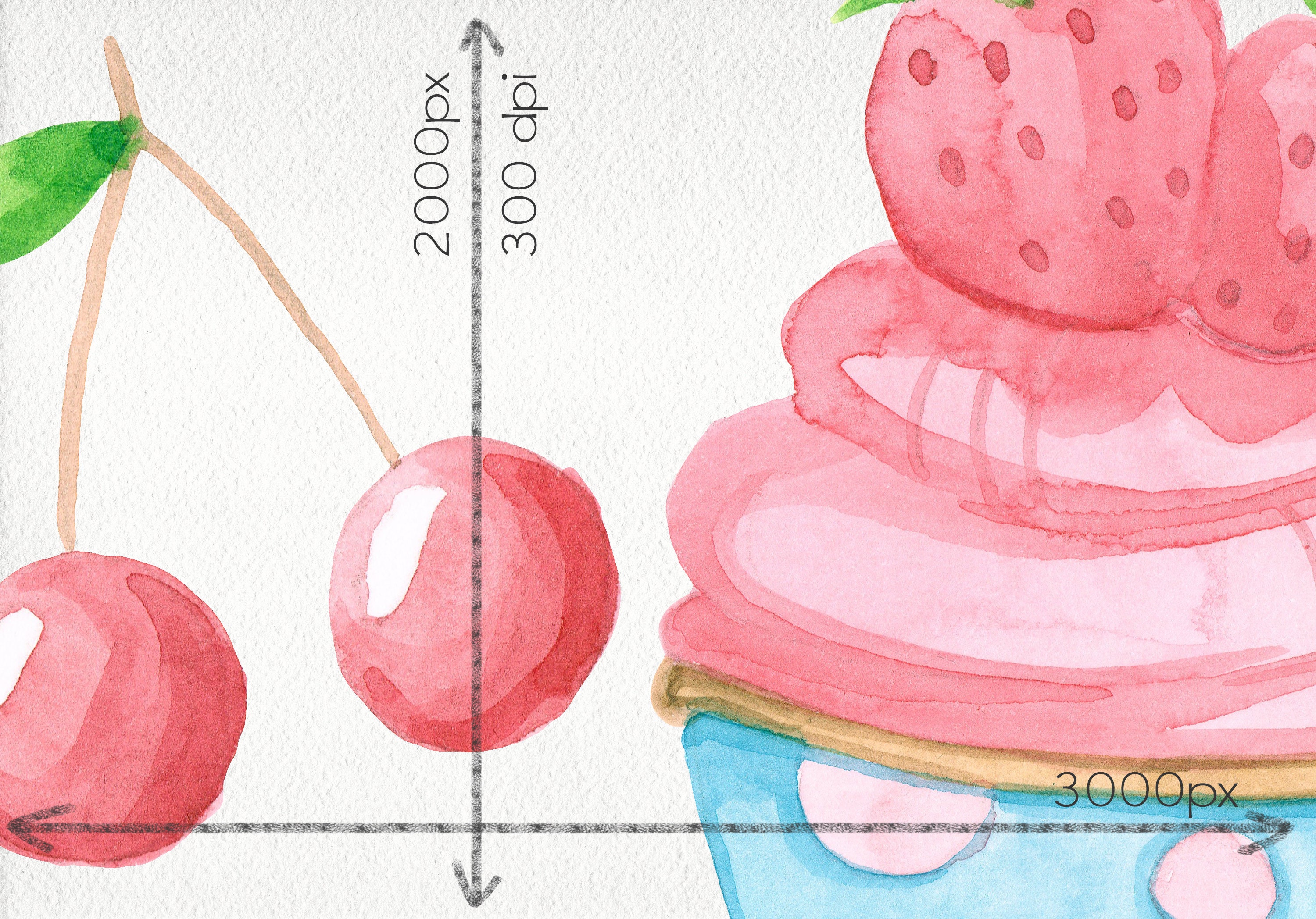 Watercolor Cupcakes Clipart / Sweet Desserts / Kitchen Art / Birthday ...