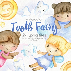 Watercolor Tooth Fairy Clipart / Archivos PNG / Descarga instantánea