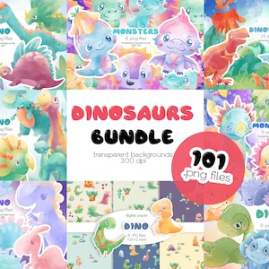 Bundle de cliparts dinosaures / Jurassic Clipart / fichiers PNG / téléchargement immédiat