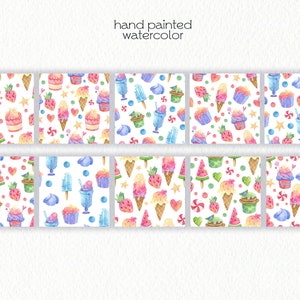 Watercolor Sweets Digital Paper / Scrapbook Paper / Seamless Patterns ...