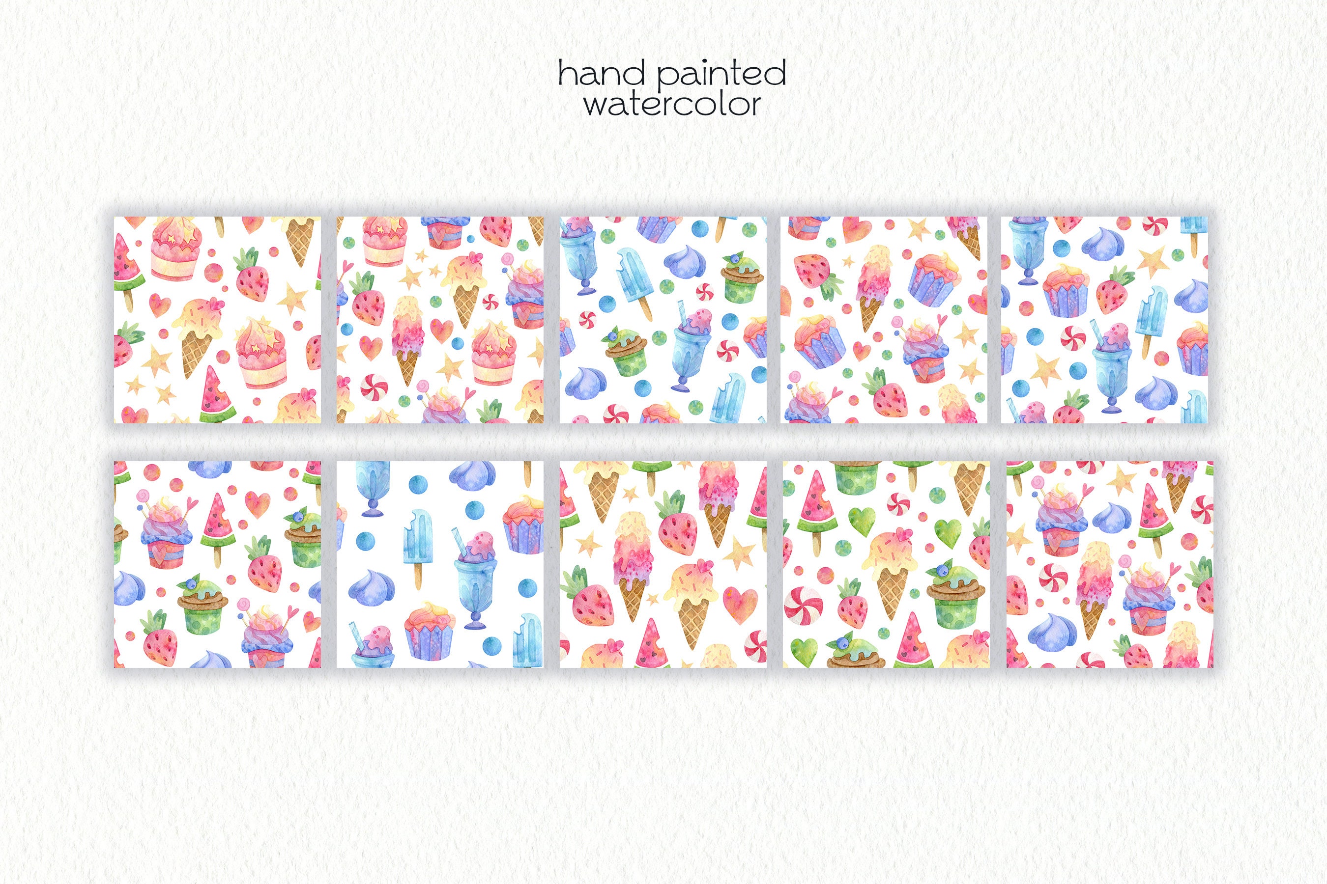 Watercolor Sweets Digital Paper / Scrapbook Paper / Seamless Patterns ...