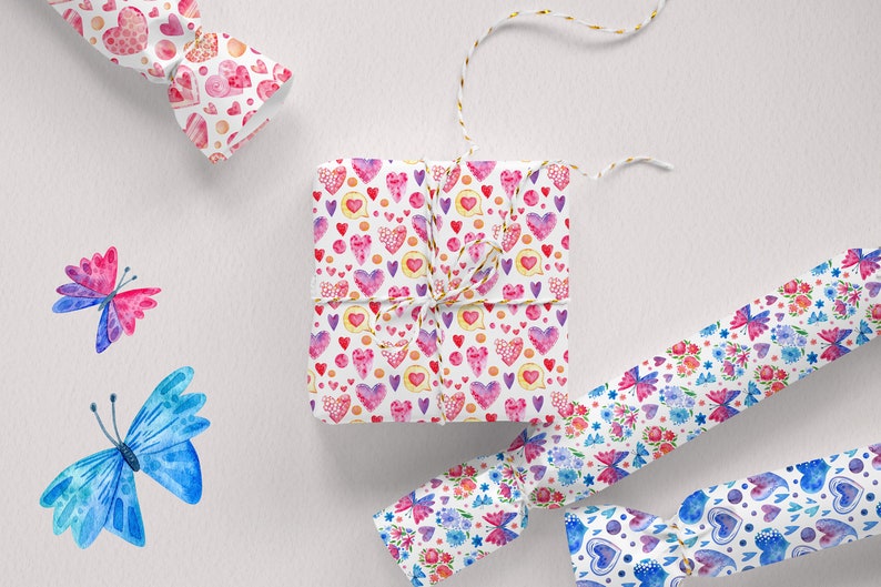 Watercolor Hearts Digital Paper / Valentine Day Scrapbook Paper ...