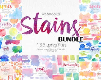 Handgemalte Aquarell Flecken Clipart / Spritzer und Flecken Clipart / Digitale PNG Dateien / Instant Download