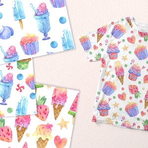 Watercolor Sweets Digital Paper / Scrapbook Paper / Seamless Patterns ...