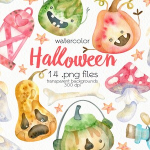 Aquarelle Halloween Clipart / Wizard Supplies / Clipart Citrouille / Fichiers PNG / Téléchargement instantané