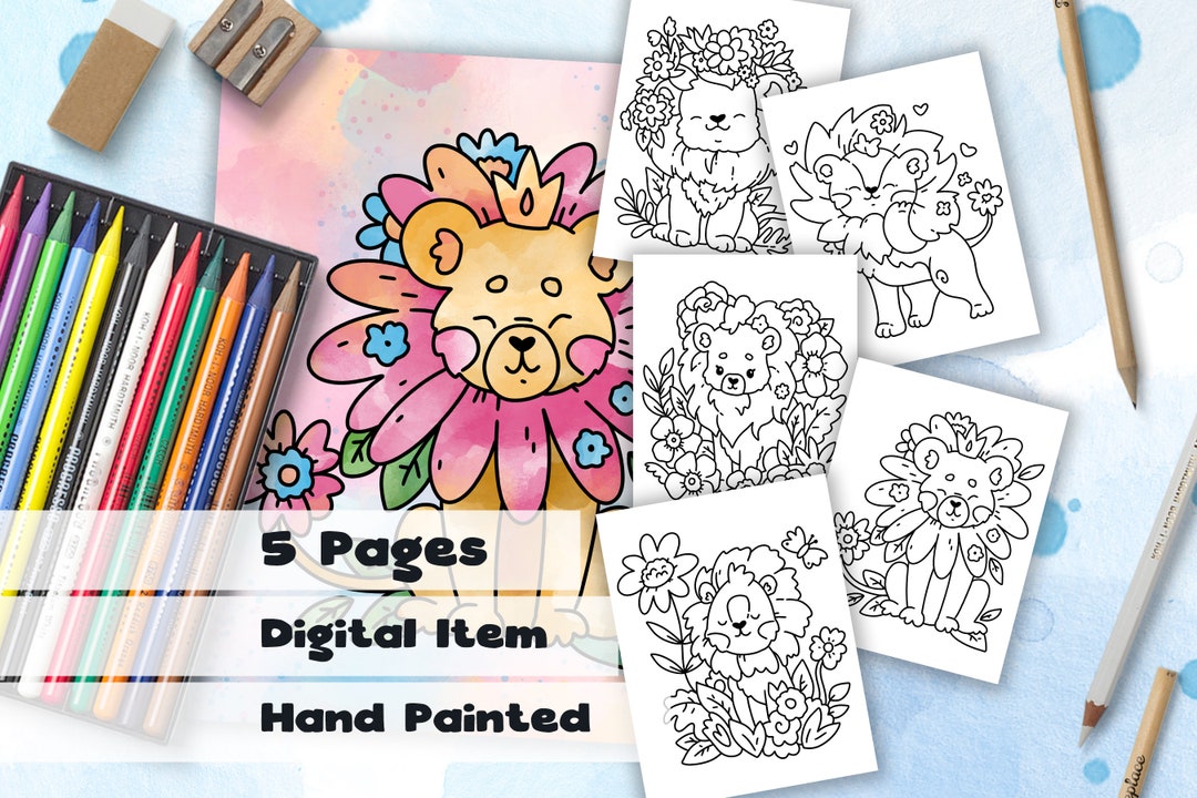 Lion Coloring Page / Printable Coloring Pages / Digital Download - Etsy