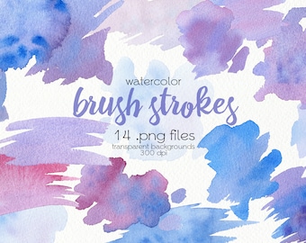 Watercolor Hand Painted Spots Clipart / Splashes and Splotches / Textures / Blobs / Shapes / Digital PNG Files / Instant Download